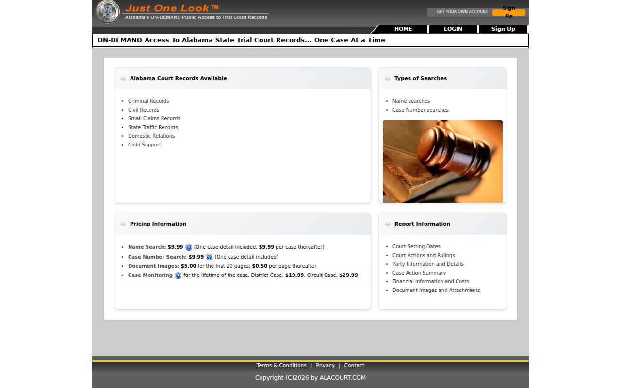 State trial court access for Tuscaloosa County Circuit Clerk records