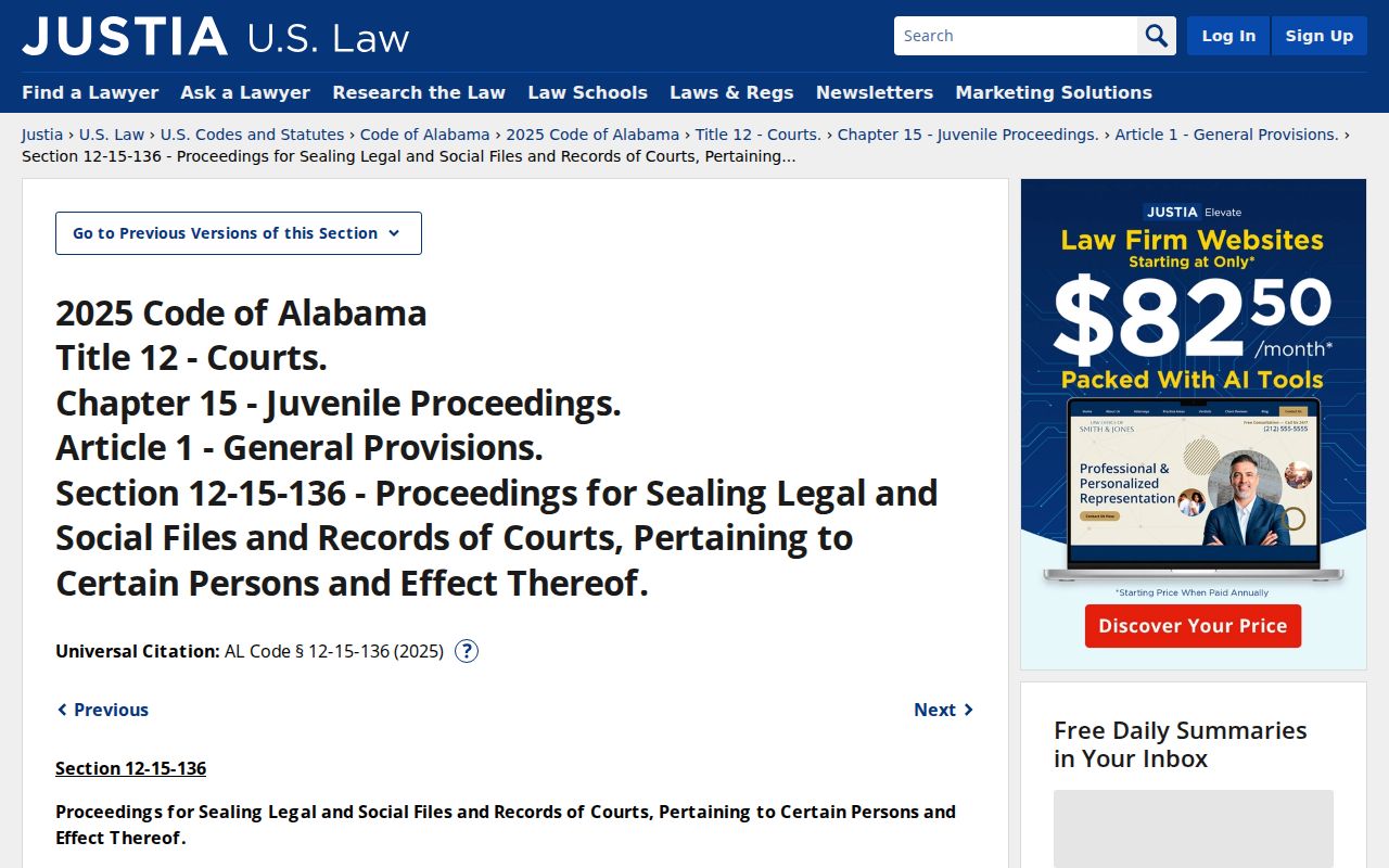 Tuscaloosa County arrest records juvenile court sealing law