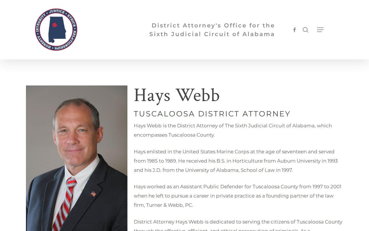 Tuscaloosa County criminal court records District Attorney Hays Webb