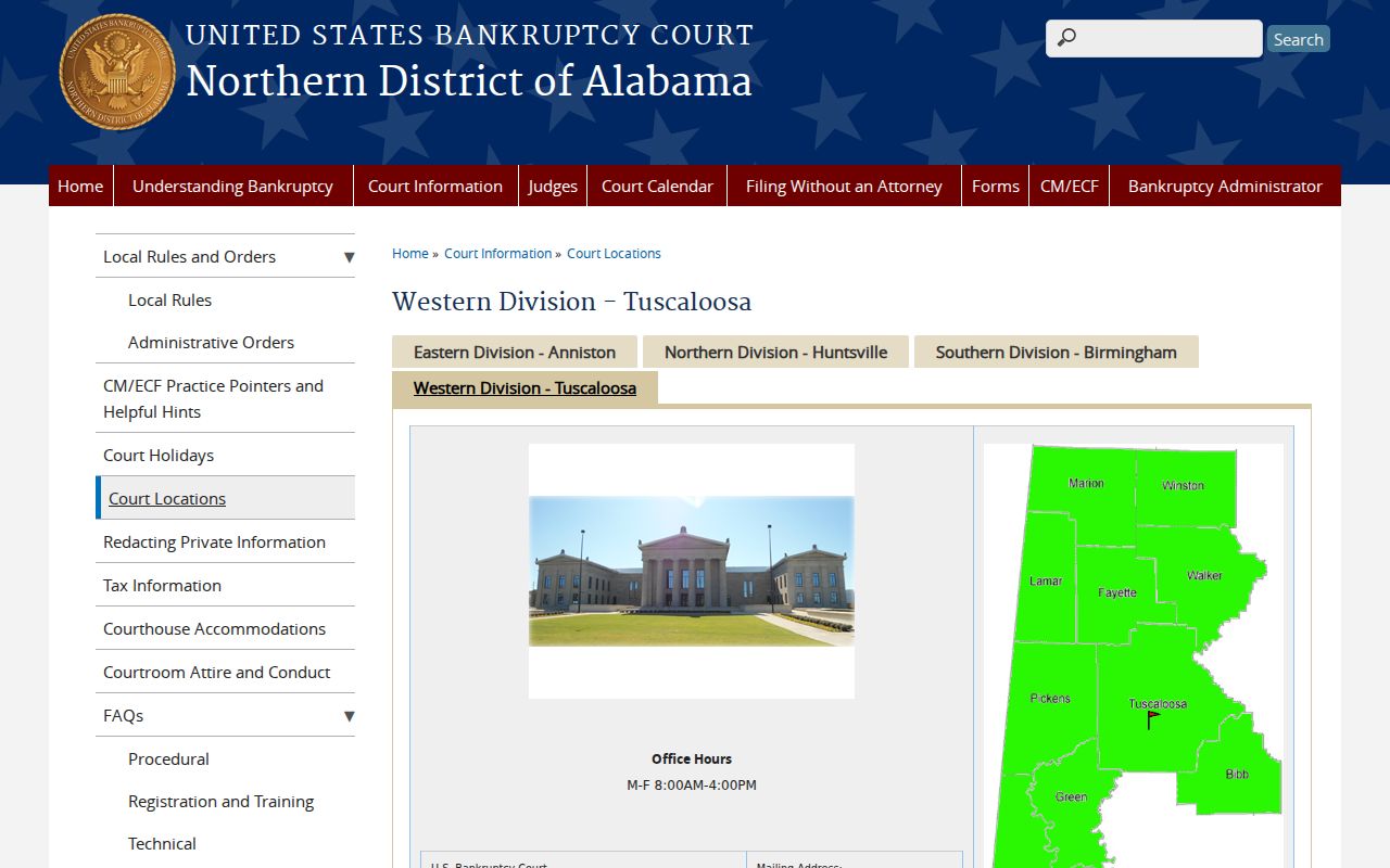 Tuscaloosa County District Court records compared with federal bankruptcy court