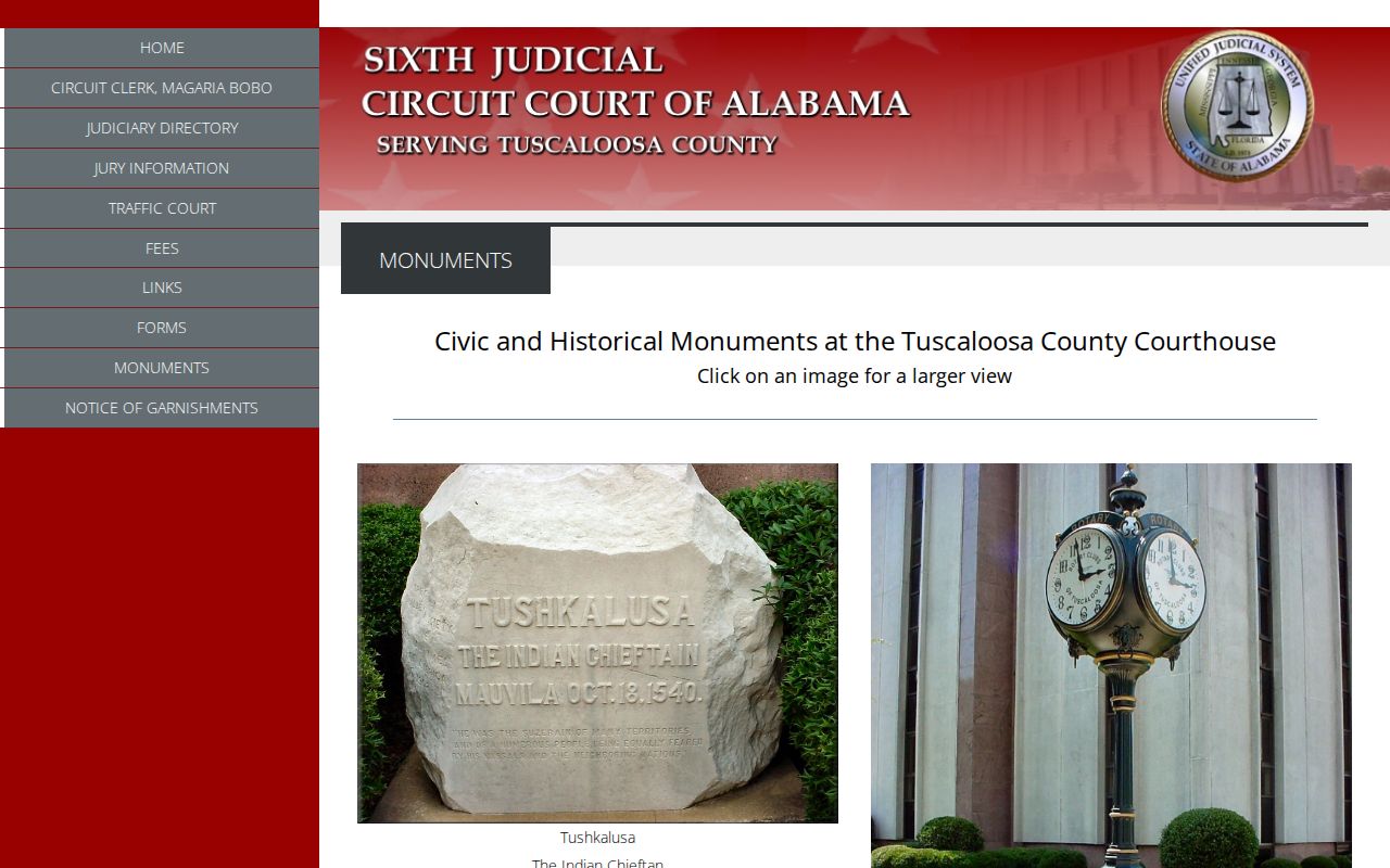 Tuscaloosa County Court civic and historical courthouse information