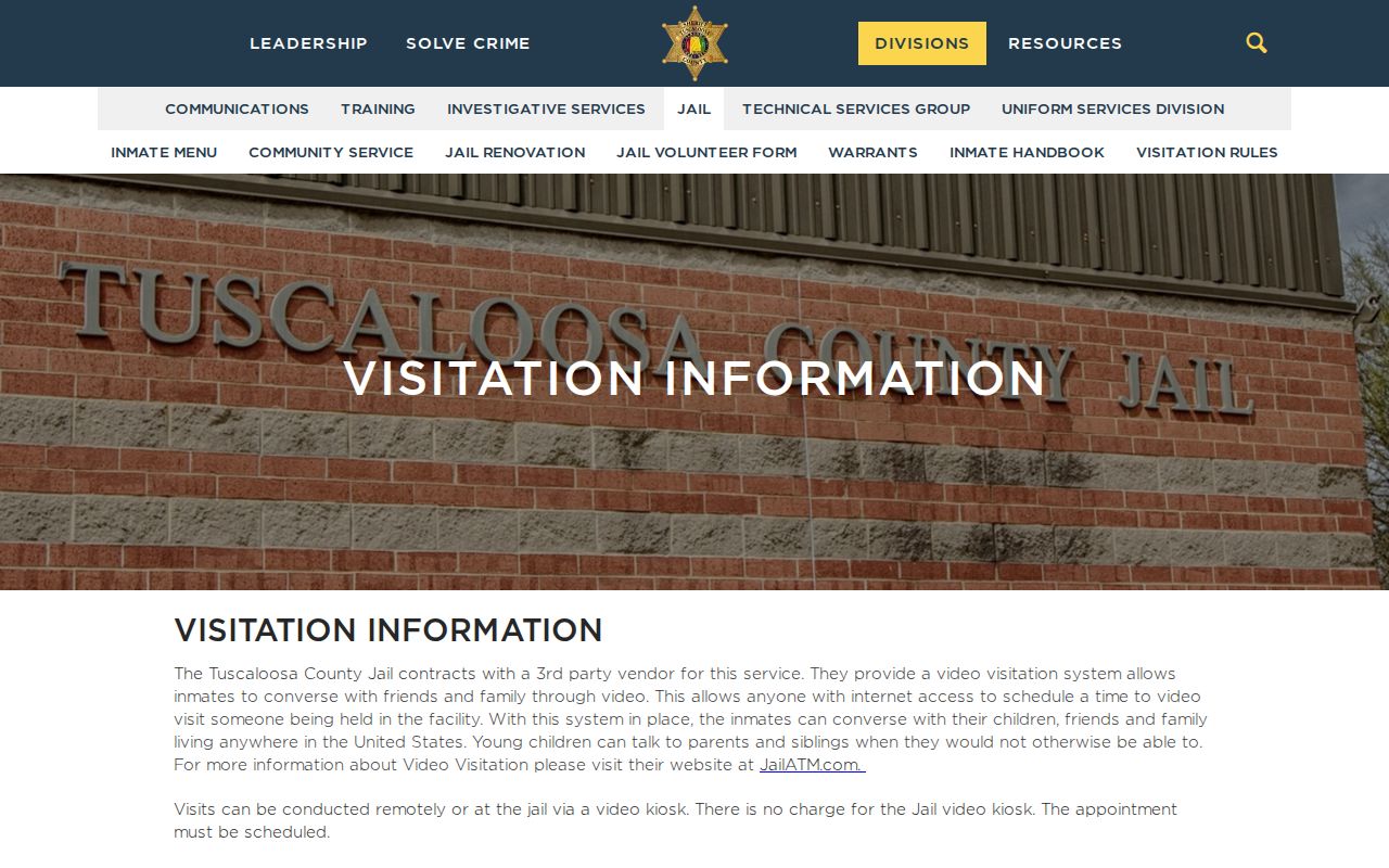 Tuscaloosa County inmate video visitation schedule