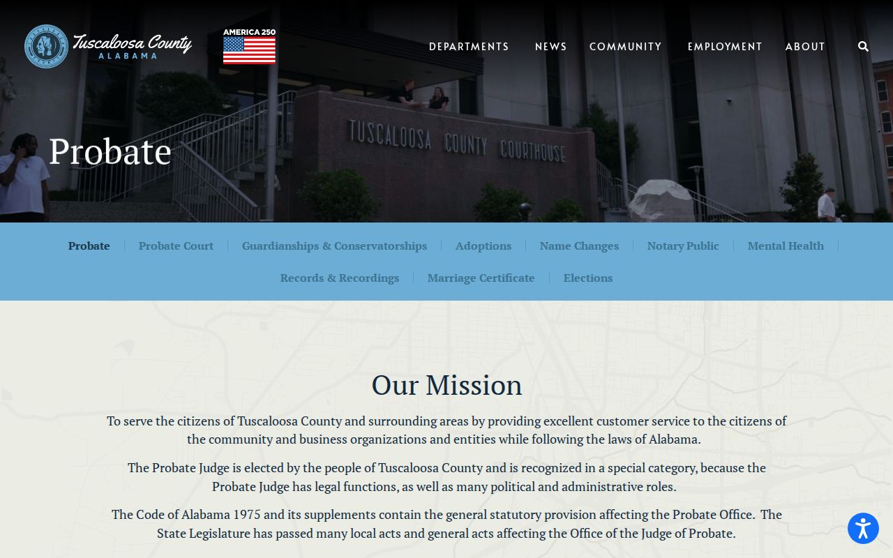 Tuscaloosa County Probate Court office and record services
