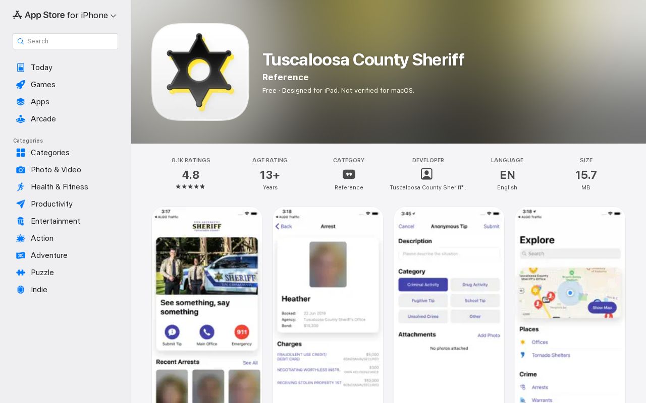 Tuscaloosa County warrant search official iOS sheriff app